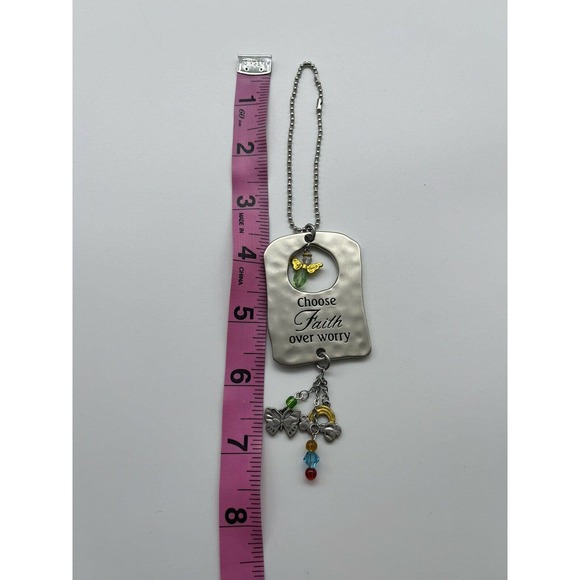 Religious Faith Small Stainless Hammered Steel Hanging Ornament Charm Pendant - Picture 5 of 5